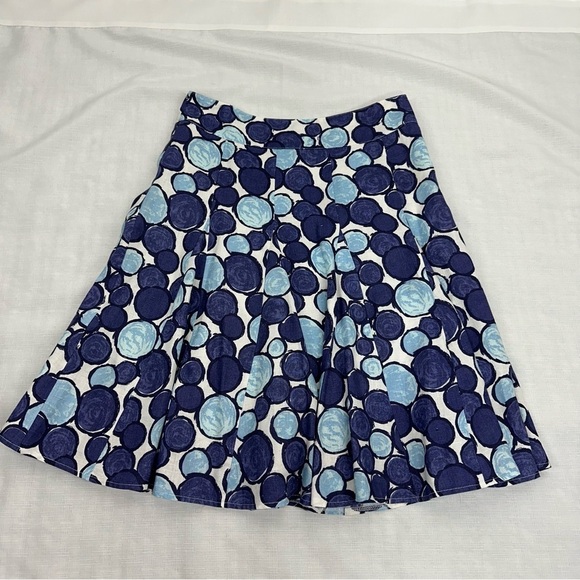 Boden Women’s Size US 4 UK 8 Linen Blue Cirle Print A Line Lined Skirt - Picture 6 of 10